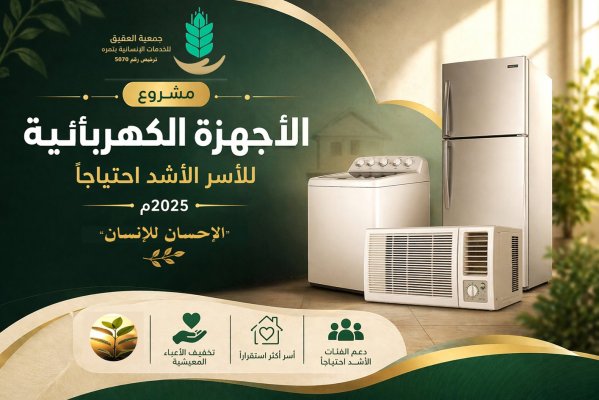 مشروع الأجهزة الكهربائية للأسر الأشد احتياجاً 2025م